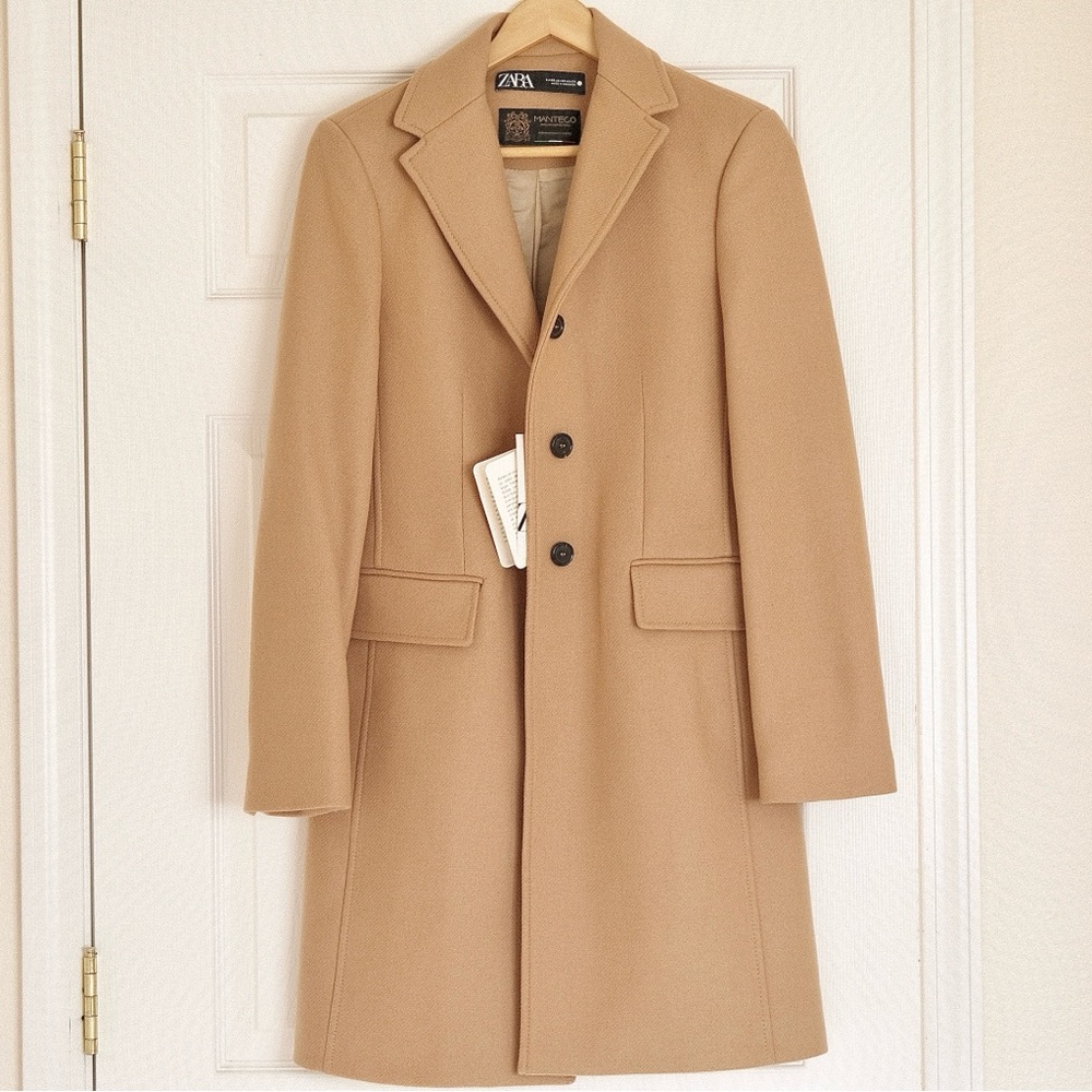 Zara Wool Long Tan Topcoat. Women’s Size X-Small.